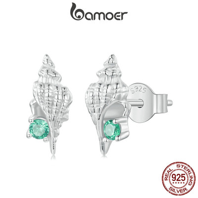 Bamoer 925 Sterling Sliver Bông Tai Vỏ Biển Deisign Hàng Ngày Ocassion Trang Sức Quà Tặng Cho Nữ Bé Gái