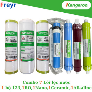 Combo 7 lõi lọc kangaroo gồm 123 ro50gpd nano ceramic alkaline dùng cho máy lọc nước ro