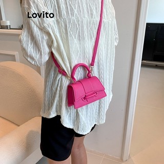 Lovito Túi tote đeo vai cơ bản trơn thể thao cho nữ LNA28323 (Hồng đậm/Trắng/Hồng)