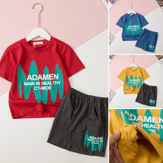 Bộ cotton áo phông, quần đùi LITIBABY chữ Adam quần túi hộp cho bé trai từ 12kg - 27kg