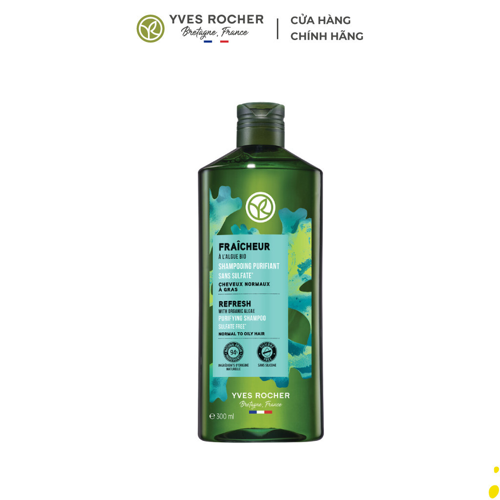 Dầu Gội Dành Cho Tóc Dầu Yves Rocher Refresh Purifying Shampoo Sulfate Free Bottle 300ml