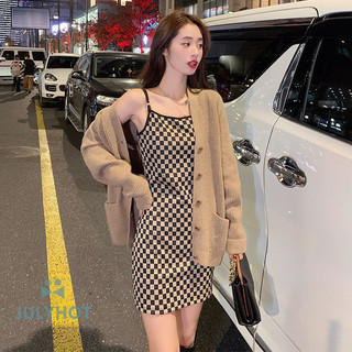 Cool Checker In Hình Suspender Váy Nữ Mùa Hè Vỏ Thường Ngày Mini Dress vn