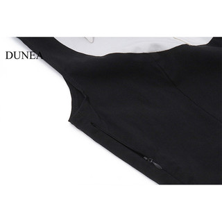 Đầm không tay màu tương phản DUNEA Turn Down Patchwork