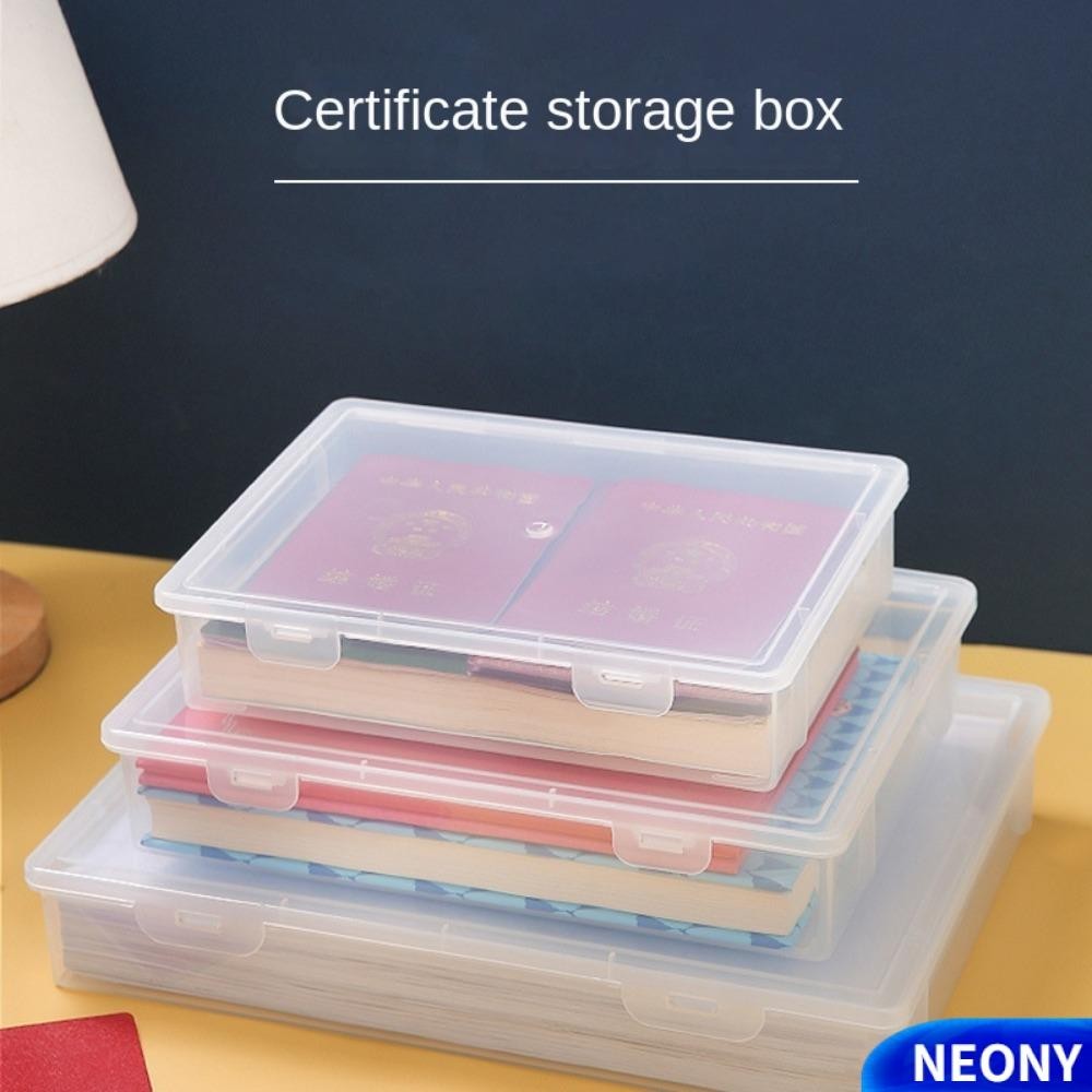 Hộp đựng tài liệu NEONY, Hộp đựng hồ sơ chứng chỉ bằng nhựa hình vuông, Hộp lưu trữ chống bụi