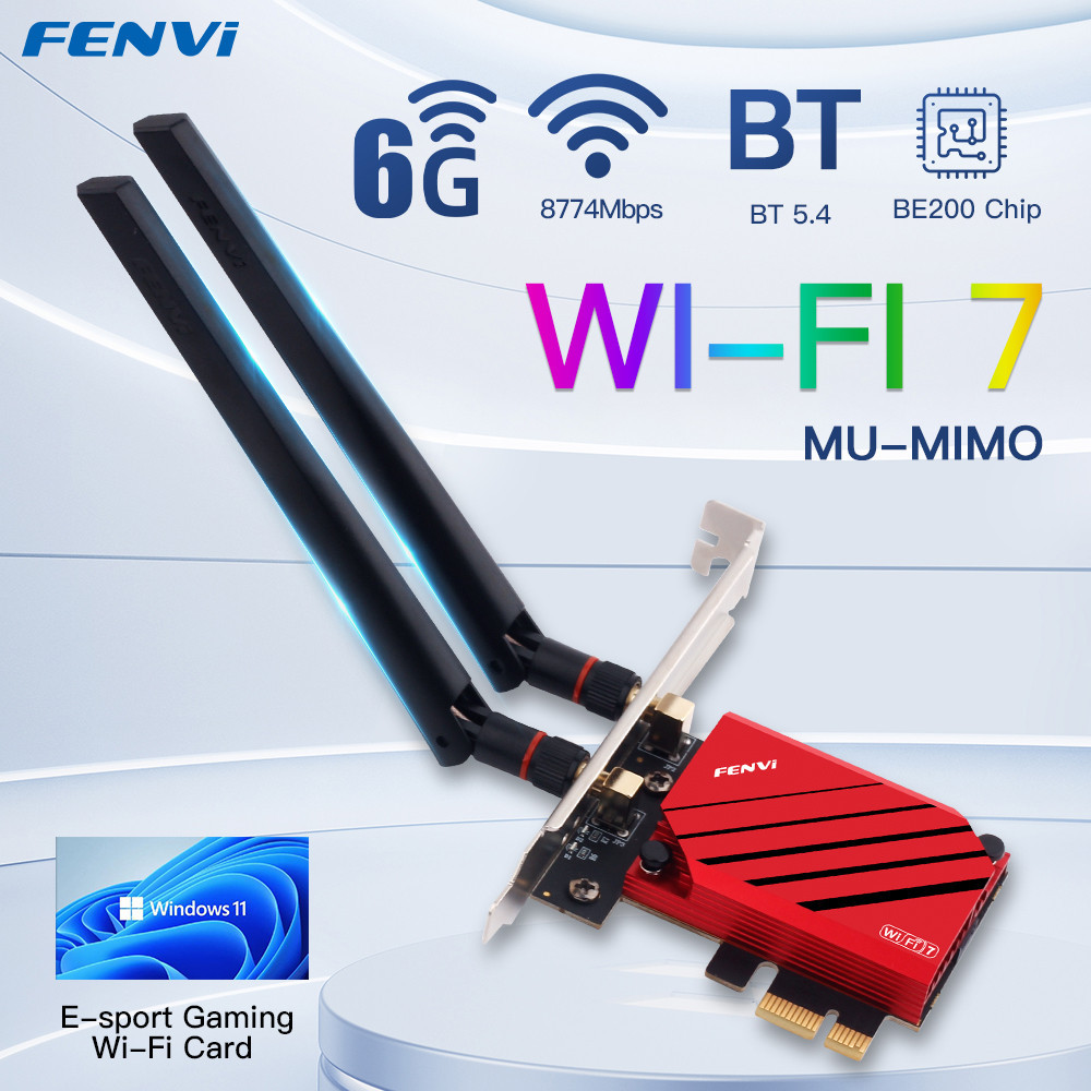 Fenvi WiFi 7 FV-BE8800 Bộ chuyển đổi không dây Intel BE200 Pcie Bluetooth 5.4 Tri-band 2.4G / 5G / 6