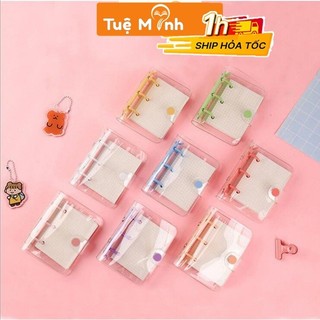Sổ còng mini 3 chấu màu Pastel bìa nhựa dẻo 6x8cm, ruột thiết kế layout nhiều mẫu