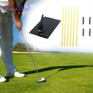 MagiDeal Golf Alignment Stick Holder Set Di Động Thảm Thực Hành Phụ Kiện Đen Golf