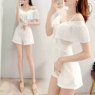Ruffled Sexy Suspender Jumpsuit Summer Women's High Sense New Small off-the-Shoulder Jumpsuit Shorts Suit