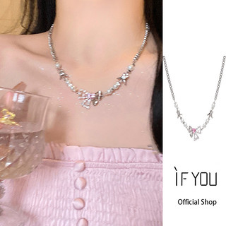 Ifyou Zircon Nơ Ngôi Sao Vòng Cổ Ngọc Trai Thanh Lịch Bạc Dây Chuyền Choker Nữ Phụ Kiện Trang Sức