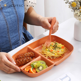 Jcsyfac đĩa chia chế độ ăn uống có thể tái sử dụng đĩa ăn nhà bếp bộ đồ ăn đĩa khẩu phần cho người lớn 3 ngăn lò vi sóng an toàn mới