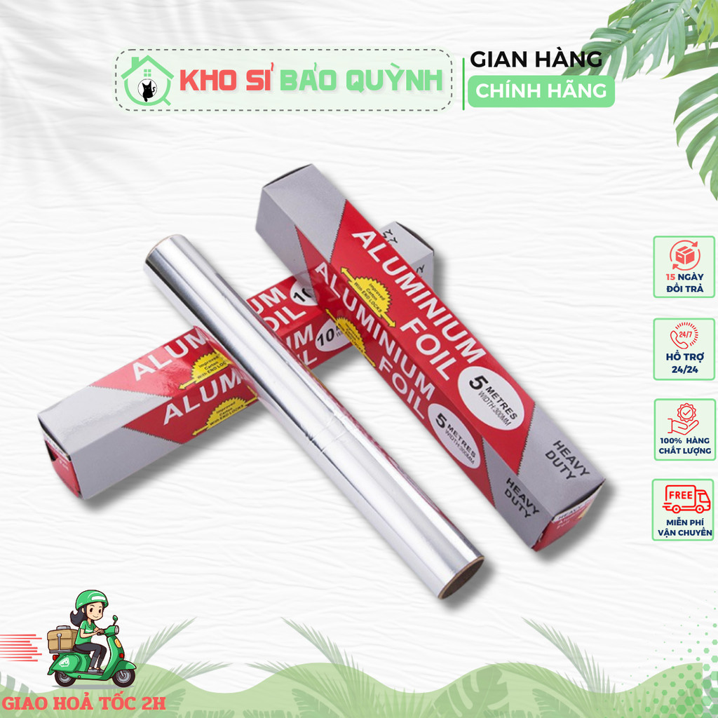  Cuộn Giấy Bạc Nướng Cao Cấp Dày Kích Thước 5m X 30cm Dùng Cho Lò Nướng Và Nồi Chiên Không Dầu 