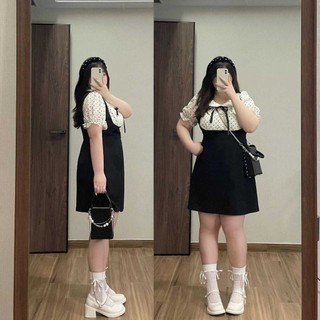 Đầm Nữ Plus Size Phong Cách Học Viện Cổ Búp Bê SummerFake Hai Mảnh Tính Khí