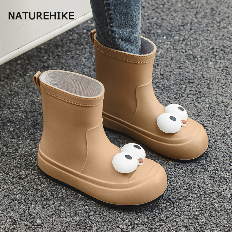 Naturehike Giày bốt đi mưa giữa bắp chân thời trang và dễ thương dành cho nữ hoạt hình bốt đi mưa bắp chân thấp dành cho người lớn Giày ấm áp và chống thấm nước mọi mùa