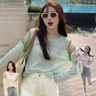 IMAODOU Kem chống nắng nữ mùa hè mỏng 2024 đầu mới cổ tròn dáng rộng áo thun dài tay băng lụa quây áo