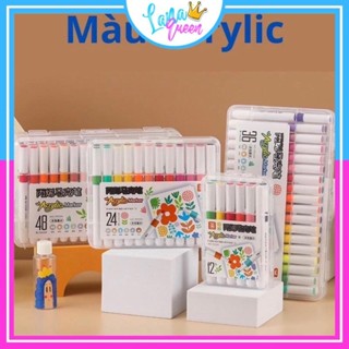 Bút Màu Acrylic Marker 12 24 36 48 60 80 Màu Vẽ Trên Mọi Chất Liệu Cao Cấp Màu Sắc Tươi Sáng Vẽ Áo, Giày, Thủy Tinh