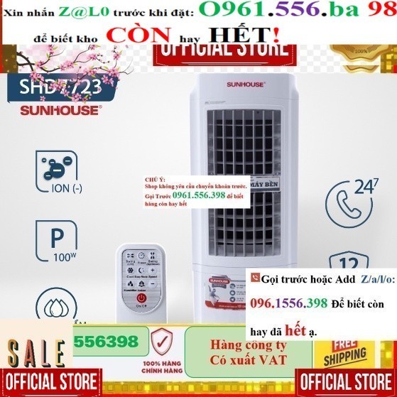    Quạt điều hòa hơi nước Sunhouse SHD7723 (thanh lý trưng bày )- Mới 100% PA