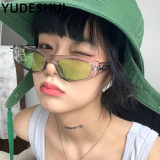 YUDESHUI Kính râm gọng hình bầu dục nhỏ, Kính râm mắt mèo thời trang cổ điển, Kính râm Y2K Nam nữ UV400 Kính hình chữ nhật