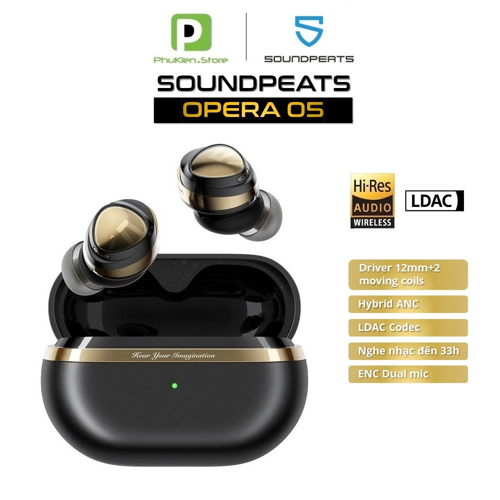 Tai Nghe Bluetooth Chính Hãng Soundpeats Opera 05 | Hi Res Audio LDAC | Pin 33h | Hỗ trợ app - ( Ope