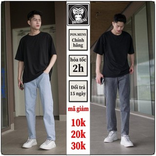 Quần jean baggy nam nữ unisex - quần jean ống suông cao cấp màu xanh xám rách xước phom rộng pon.mens hà nội hcm