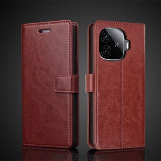  Hộp Đựng Thẻ Cho Vivo iQOO Z9 Turbo Pu Da Lật Bao Retro Ví Kinh Doanh Vỏ Điện Thoại 