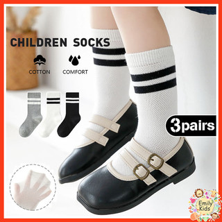 Bộ 3 Đôi Tất Trẻ Em Mùa Hè Cotton Nguyên Chất Mỏng Màu Trơn Phong Cách Học Viện Tất Lưới Ống Dài Cho Bé Gái