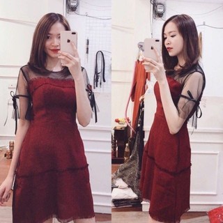 Đầm Bố tầng tua rua (có 3 màu, kèm hình thật)