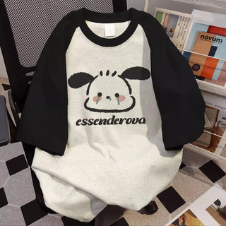 Áo phông Raglan 3 sọc nữ đen và trắng form rộng mùa hè áo thun in hình cute fashion 100% cotton local brand SALMO Y1386