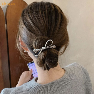 Siyuyan Ngọt Ngào Thoáng Mát Niche Kim Loại Nơ Barrettes Nữ Kẹp Tóc Phong Cách Mới Đầu Lưng Thấp Đuôi Ngựa Bên Kẹp Mỏ Vịt Phụ Kiện Tóc Triều VN