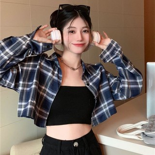 áo nữ style hàn quốc，Áo sơ mi kiểm tra Quần áo nữ