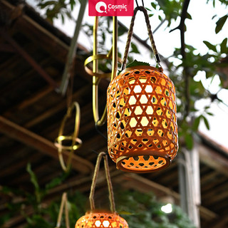 Đèn năng lượng mặt trời trang trí cove vũ trụ cho ngoại thất, phong cách Trung Quốc, thủ công, vải bấc giả, đèn lồng gió