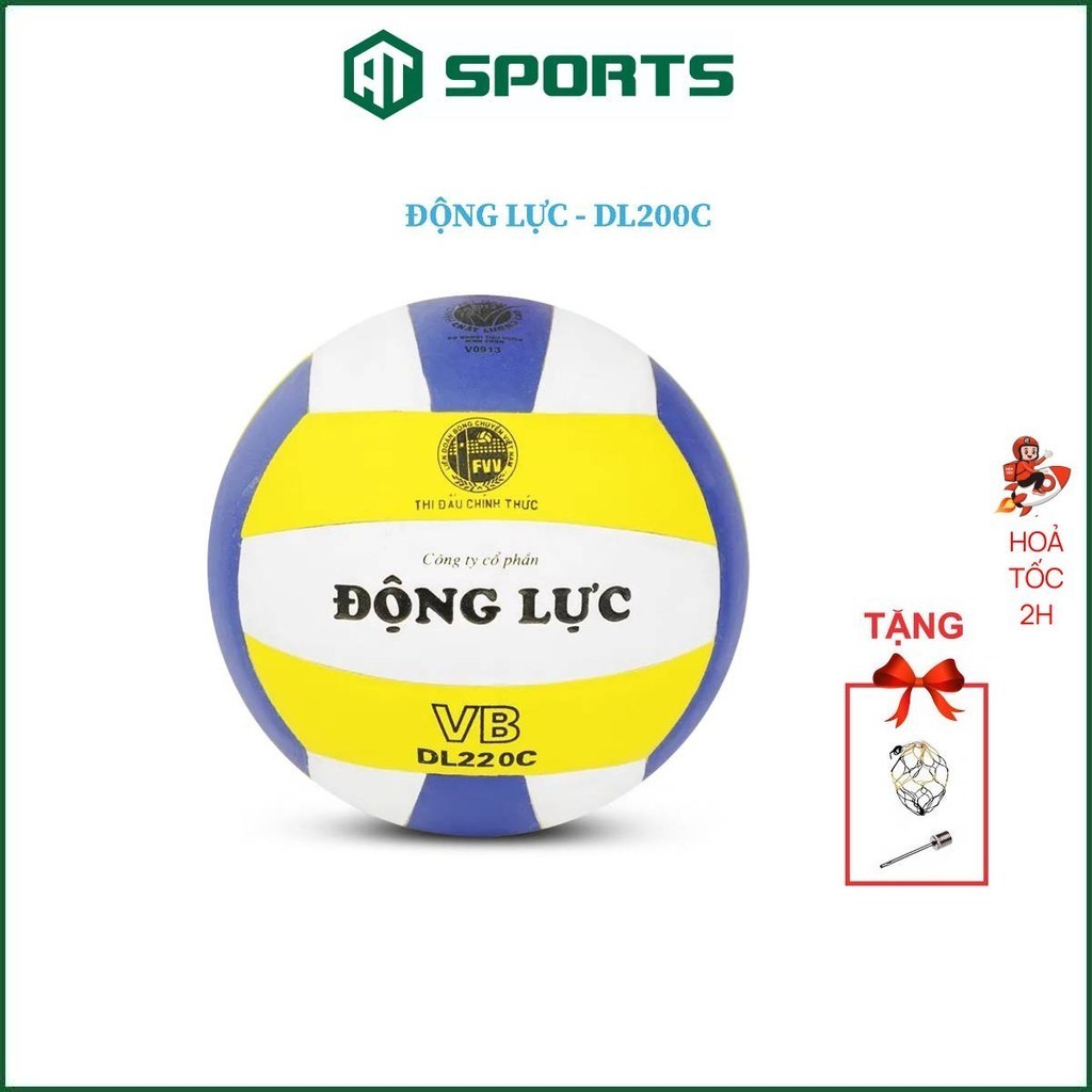 Quả Bóng Chuyền Động Lực DL220C - Tiêu Chuẩn Thi Đấu - Tặng Kèm Kim Bơm + Lưới Đựng Bóng
