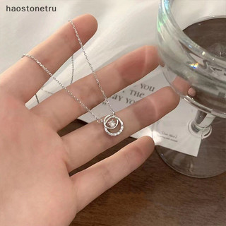 Ru Màu Bạc Tinh Tế Vòng Tròn Zircon Mặt Dây Chuyền Vòng Cổ Đơn Giản Phù Hợp Với Ánh Sáng Xương Đòn Dây Chuyền Dành Cho Nữ Trang Sức Thời Trang n