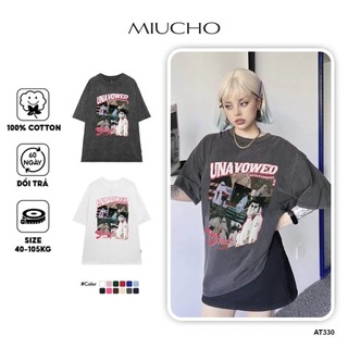 Áo thun unisex form rộng AT330 Miucho basic tee tay lỡ dành cho nam nữ in graphicS-5XL
