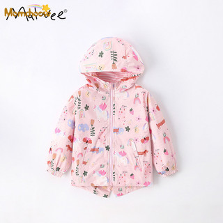 Áo khoác bé gái MOMCHOOS, áo sơ mi có mũ trùm đầu in hoa dành cho trẻ em vừa và nhỏ