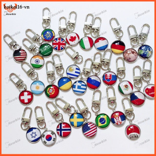Móc khóa kim loại hình lá cờ các nước