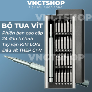 Bộ tua vít đa năng mini 24 đầu nhỏ sửa điện thoại, tô vít từ tính mở laptop mắt kính đồng hồ