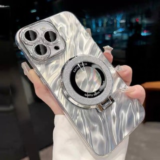 Ốp điện thoại đứng lấp lánh từ tính sang trọng cho iPhone15 14 13 12 11 Pro Max Vỏ máy ảnh chống sốc Bảo vệ toàn diện mặt sau cứng mờ