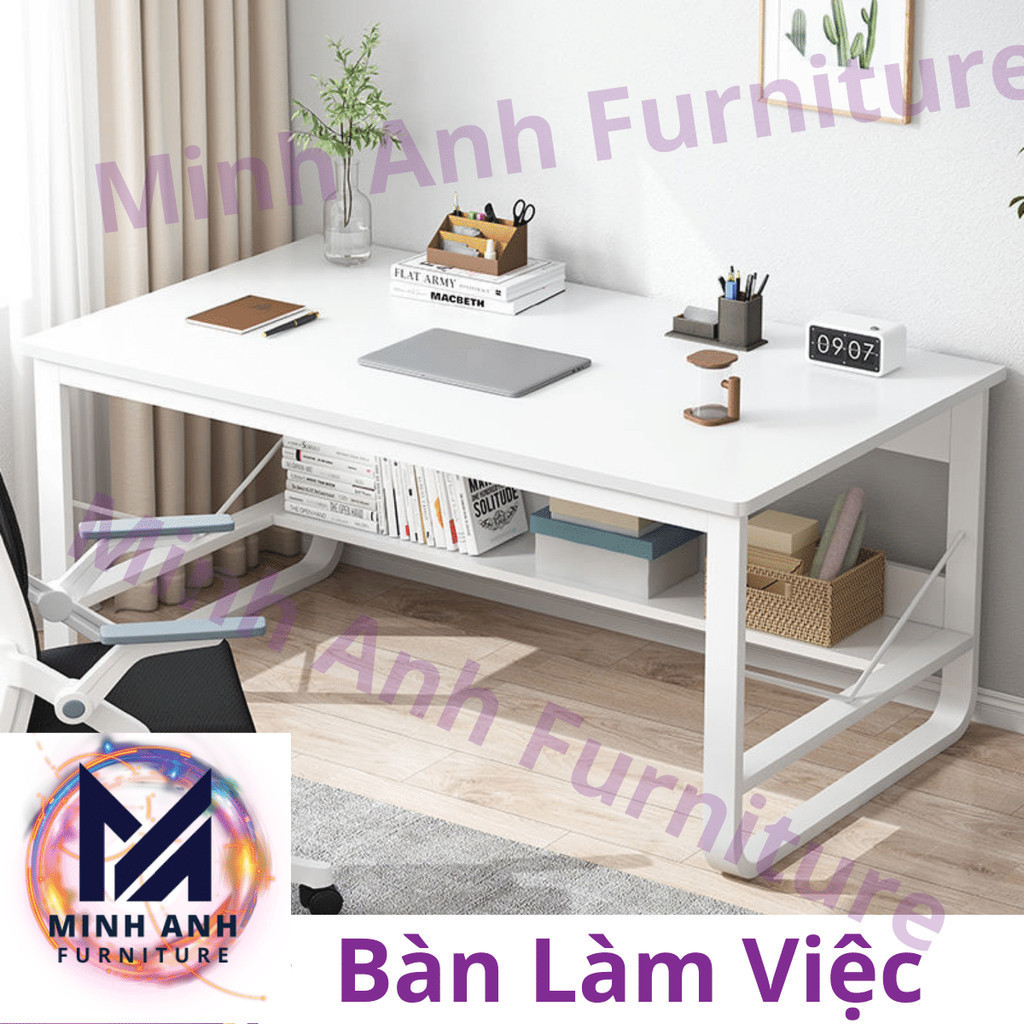 Bàn học sinh cấp 2, bàn chân sắt có kệ lớn, bàn học màu sắc đa dạng, chân thép sơn tĩnh điện, gỗ MDF dày 15mm | BigBuy360 - bigbuy360.vn