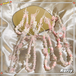 Dây đeo điện thoại máy ảnh CCD phong cách Hàn Quốc-dây đeo điện thoại pha lê màu hồng pastel-RY