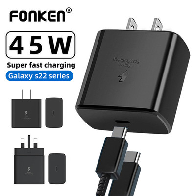 Fonken PD 45W USB C Sạc Siêu Nhanh Cho Samsung Galaxy S22 S23 Ultra Note 20 Loại C Cáp Sạc Nhanh Điện Thoại