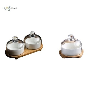 Gốm trái cây đĩa ăn nhẹ bánh món tráng miệng bát thủy tinh nắp bát gốm có khay pudding kem khay bộ đĩa