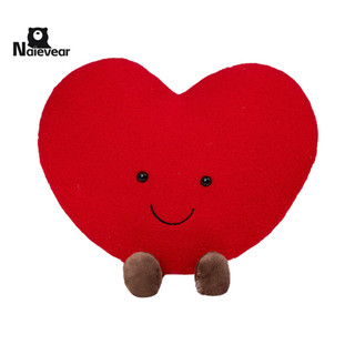 Naievear 35cm nhồi bông trái tim gối hoạt hình dễ thương trái tim tình yêu búp bê plushie lưng đệm trang trí