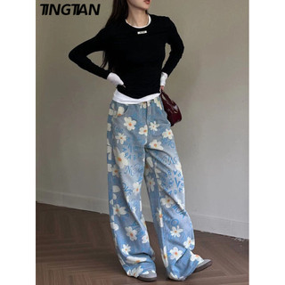 TINGTIAN quần ống rộng quần nữ jean Xu hướng Stylish Đơn giản Casual WLK2440OA2 16Z240415