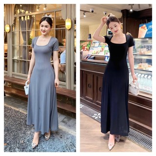 Đầm cổ U che khuyết điểm phom xòe dáng dài chất len trung nhập có giãn thoáng mát thấm hút mồ hôi tốt A21 - Sam