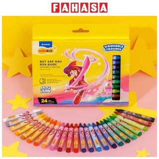 Hộp 24 bút sáp màu rửa được colorkit - thiên long swcr-c003/ak