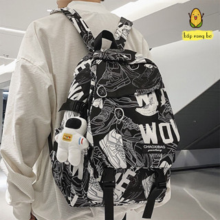 Balo đi học họa tiết graffiti thời trang hàn quốc cho nam và nữ ba lô unisex chống thấm nước đựng laptop phom to