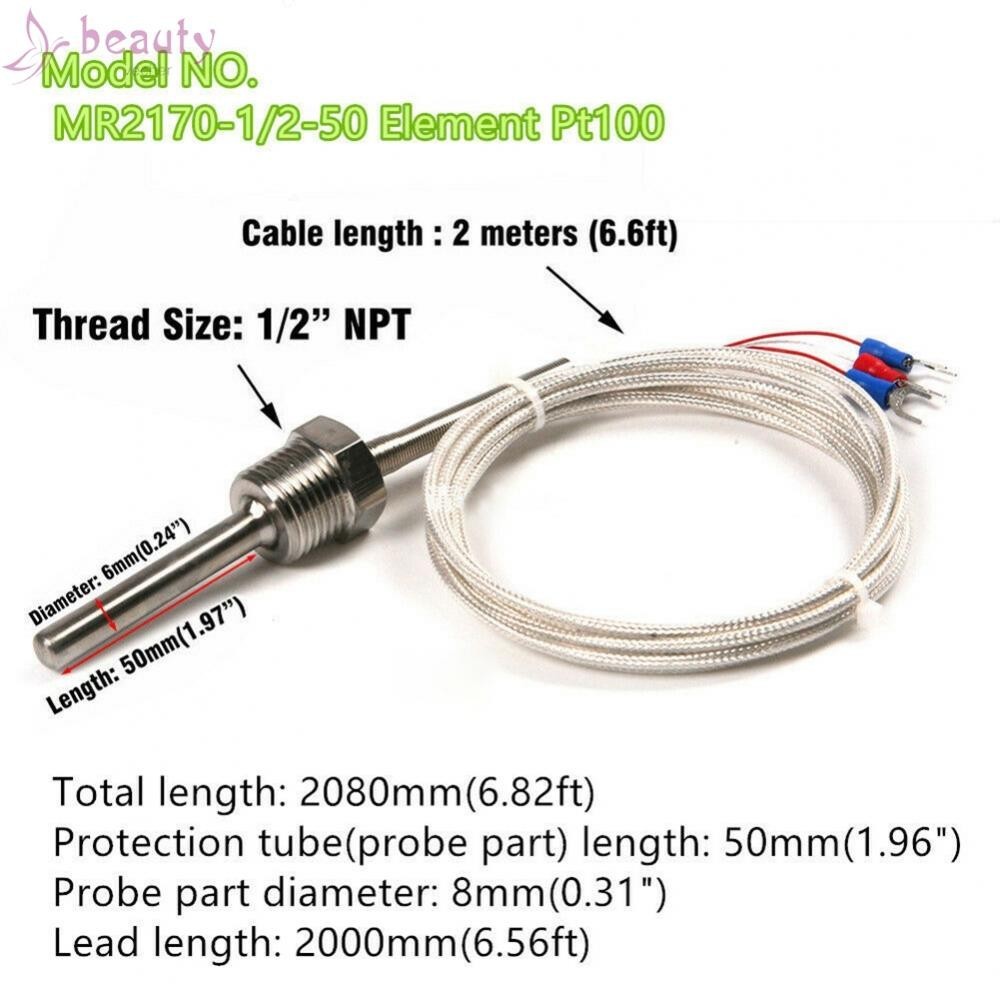 -New In April-Precision Pt100 Probe Sensor L 50mm for Accurate Temperature Monitoring[Overseas Products]