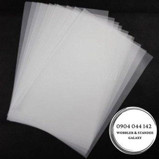 Tấm phim trong suốt, tấm nhựa pvc A6, A5, A4, dùng kèm kẹp wobbler hoặc khung bảng giá