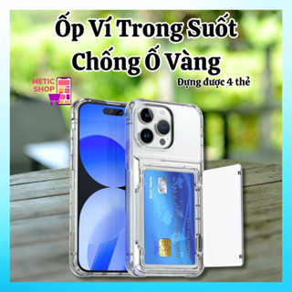(HOT) Ốp Lưng Trong Suốt Cao Cấp Kèm Khe Cắm 4 Thẻ Card Tiện Dụng Chất Liệu Silicon Mềm ĐT Từ 11 Tới 15Promax METIC SHOP