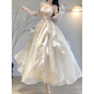 Vintage Nữ Mặc Đầm Mùa Hè Một Bộ vintage 2024 Sling Trà Phong Cách Mới XLQD